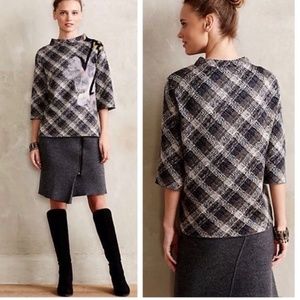 Anthropologie Troubadour Petaled Plaid Sweater Size Small